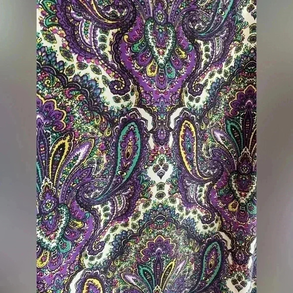 J Crew Blouse Floral Paisley Keyhole Back Boat Neck Purple Long Sleeve Flowy - Picture 3 of 7